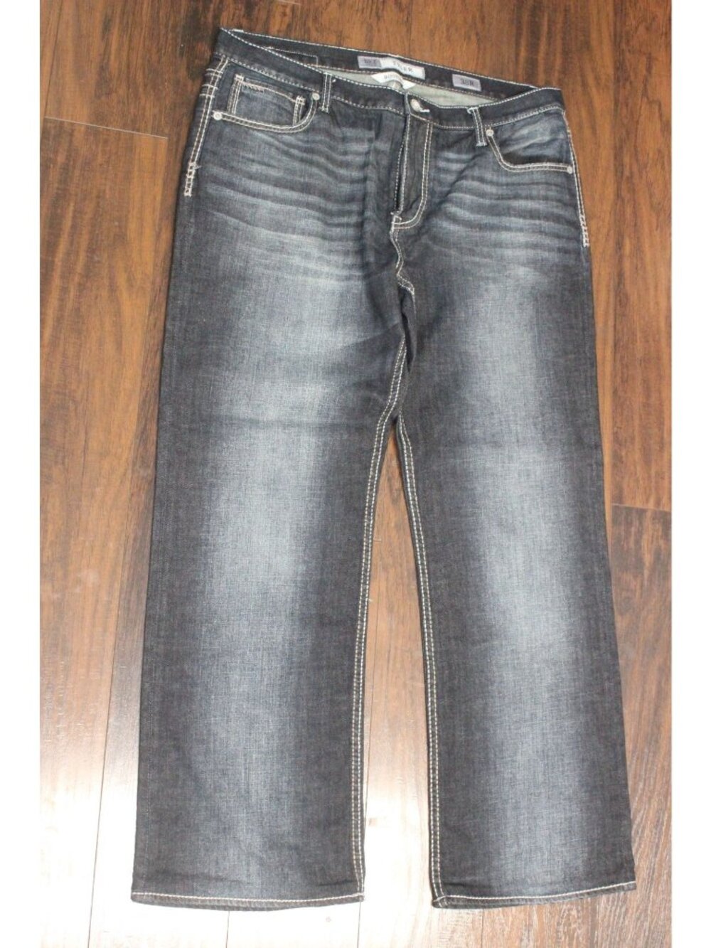 BKE Tyler Bootleg Jeans 38R Dark Wash Contrast Stitching Mens Denim